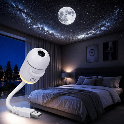 Mini Galaxy Projector Night Light — 24 Multi-Slide Starry Sky LED Lamp, USB Portable, 360° Rotating, Adjustable Brightness, Multiple Galaxy Scenes for Bedroom, Kids Room & Car Decor