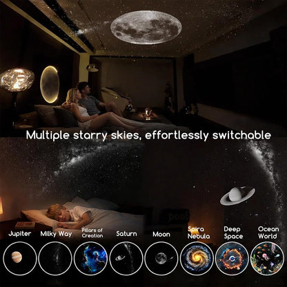 Mini Galaxy Projector Night Light — 24 Multi-Slide Starry Sky LED Lamp, USB Portable, 360° Rotating, Adjustable Brightness, Multiple Galaxy Scenes for Bedroom, Kids Room & Car Decor