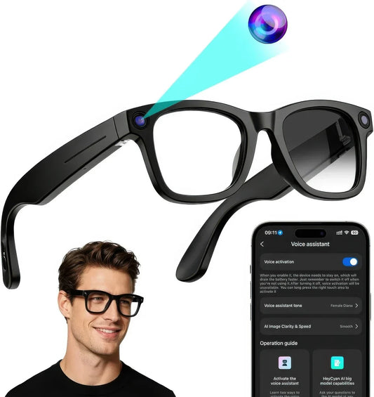 AI Smart Glasses with 8MP Camera & Bluetooth Calling