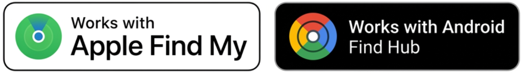 Works with Apple Find My and Android Find Hub